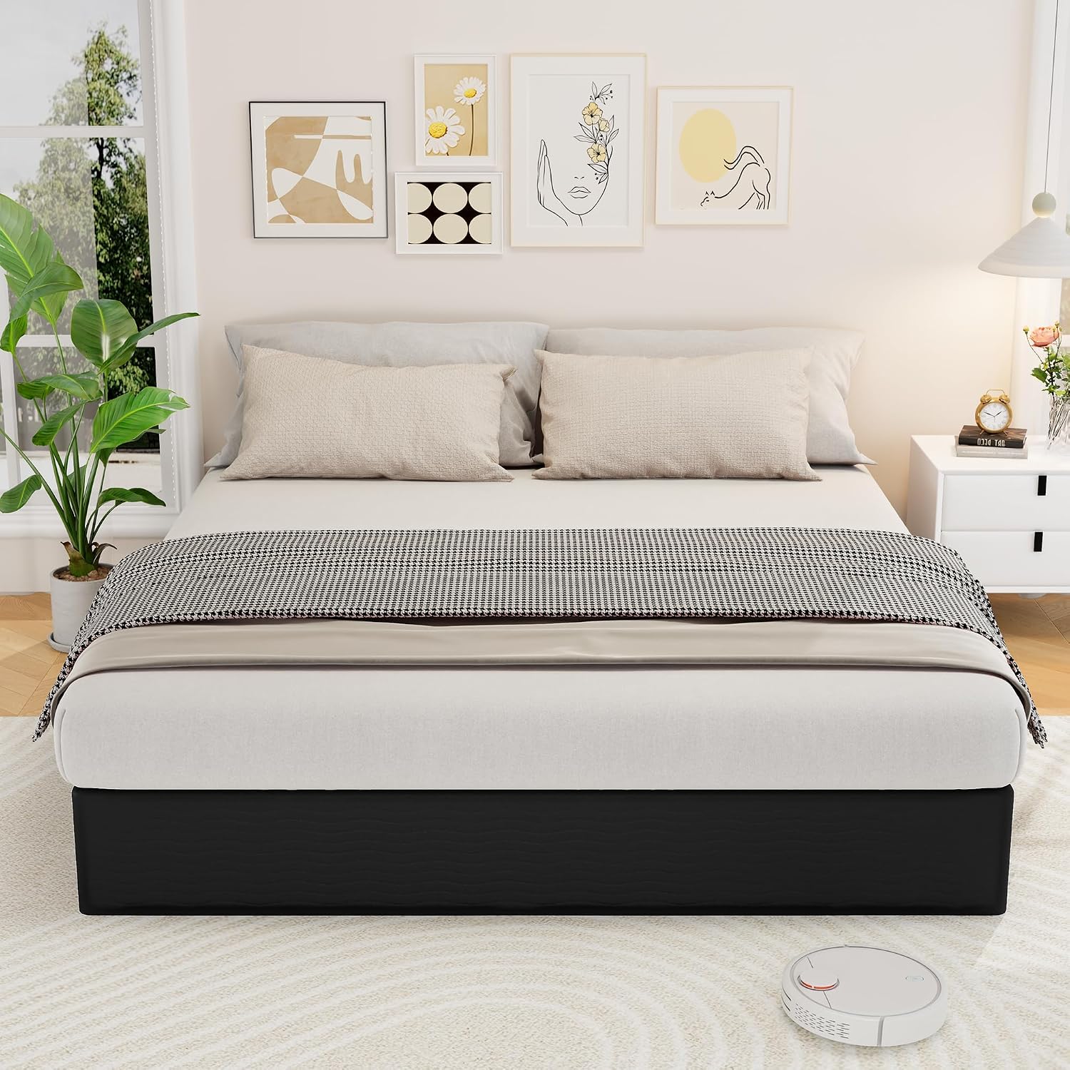 Awesofurni King Box Spring, 10 Inch High Profile King Size Box Spring Only, Black 3000 lbs Heavy Duty Metal Frame Mattress Foundation with Fabric Cover, Easy Assembly-Noise Free