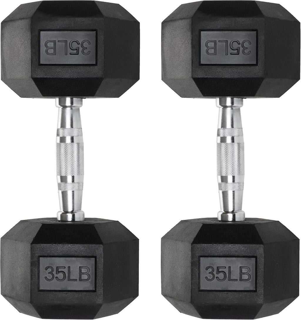 Iron Crush Hex Dumbbells - Heavy Duty PVC Coated Weights, Chrome-Plated Knurled Handles - Workout, Exercise, Lifting, Body Building Home Gym Training Gear - 3 Lb to 50Lb Options - Sold in Pairs