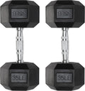 Iron Crush Hex Dumbbells - Heavy Duty PVC Coated Weights, Chrome-Plated Knurled Handles - Workout, Exercise, Lifting, Body Building Home Gym Training Gear - 3 Lb to 50Lb Options - Sold in Pairs