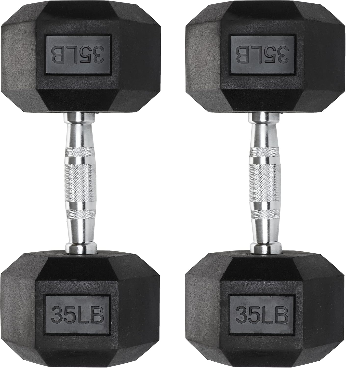 Iron Crush Hex Dumbbells - Heavy Duty PVC Coated Weights, Chrome-Plated Knurled Handles - Workout, Exercise, Lifting, Body Building Home Gym Training Gear - 3 Lb to 50Lb Options - Sold in Pairs