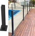 Black Glass Railing Post, 304 Stainless Steel Deck Railing System Glass Fence Panels, Perfect for Indoor & Outdoor Sturdy Metal Square Glass Balusters Post, Square Fence Support System ( Color : Mid P