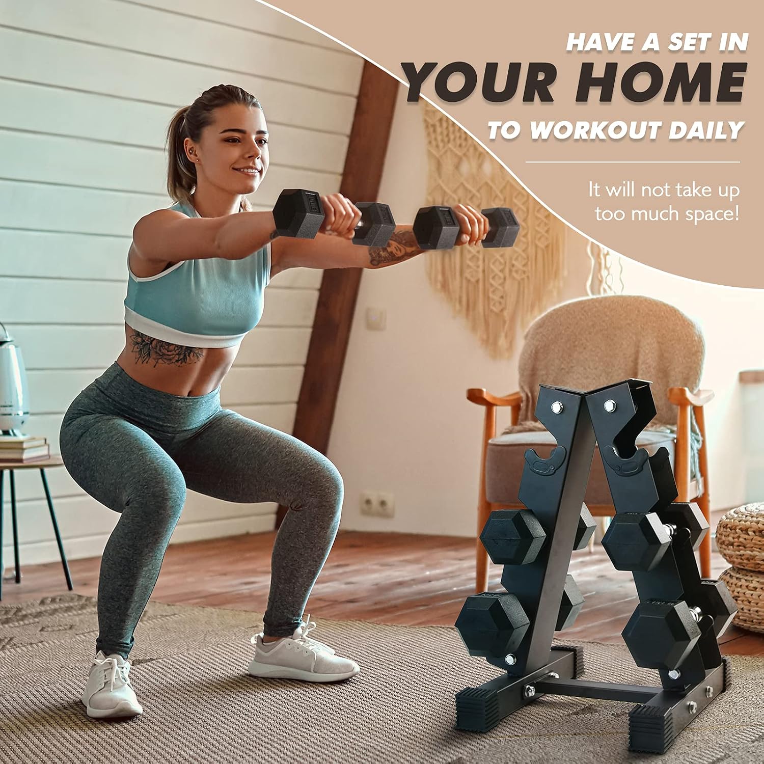 RitFit Rubber Coated Hex Dumbbell Set with Rack, 5-780LB for Home Gym Strength Training, Anti-Slip Knurled Handle, Hexagon Anti-Roll, Heavy-Duty Storage Rack