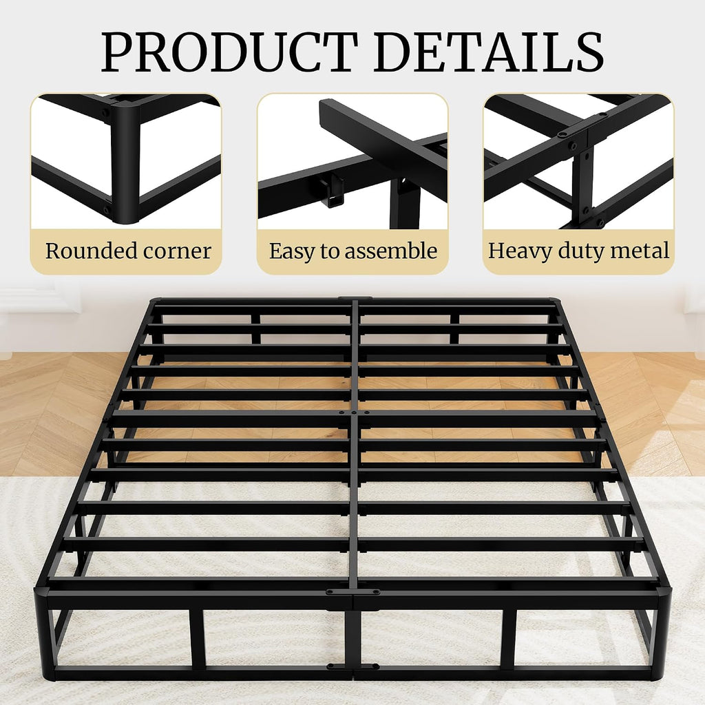 Awesofurni King Box Spring, 10 Inch High Profile King Size Box Spring Only, Black 3000 lbs Heavy Duty Metal Frame Mattress Foundation with Fabric Cover, Easy Assembly-Noise Free