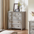 RWYHG Farmhouse 5 Drawer Dresser for Bedroom, 35.5' Tall Small Dressers & Chest of Drawers, Rustic Wood Dresser with Roman Column, Storage Organizer for Living Room, Hallway, Closet (Grey)
