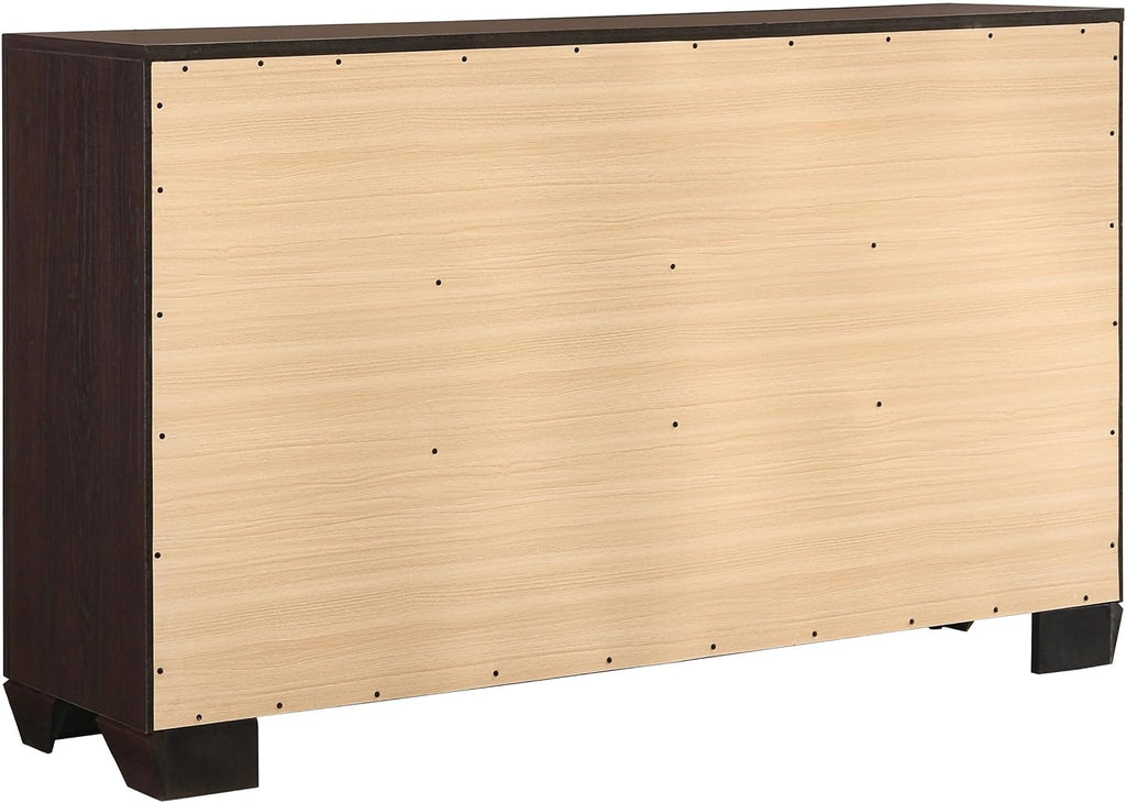 Coaster Home Furnishings Dorian Transitional 4-Piece Bedroom Set Leatherette Upholstered Full Size Panel Bed Frame 46-inch Headboard Dark Cocoa 300762F-S4