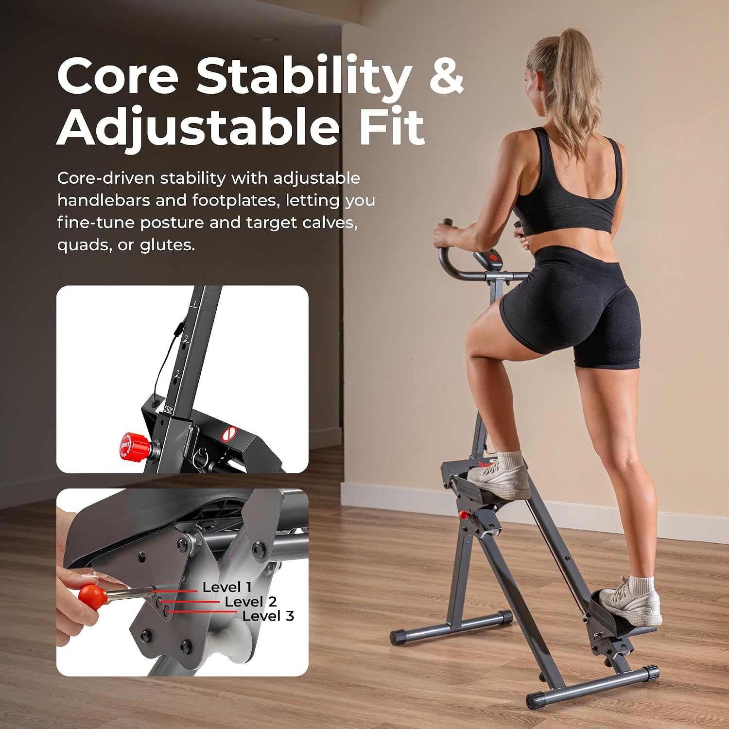 Sunny Health & Fitness Stair Stepper & Climber Exercise Equipment for Home Workout, Compact Cardio Training Machine