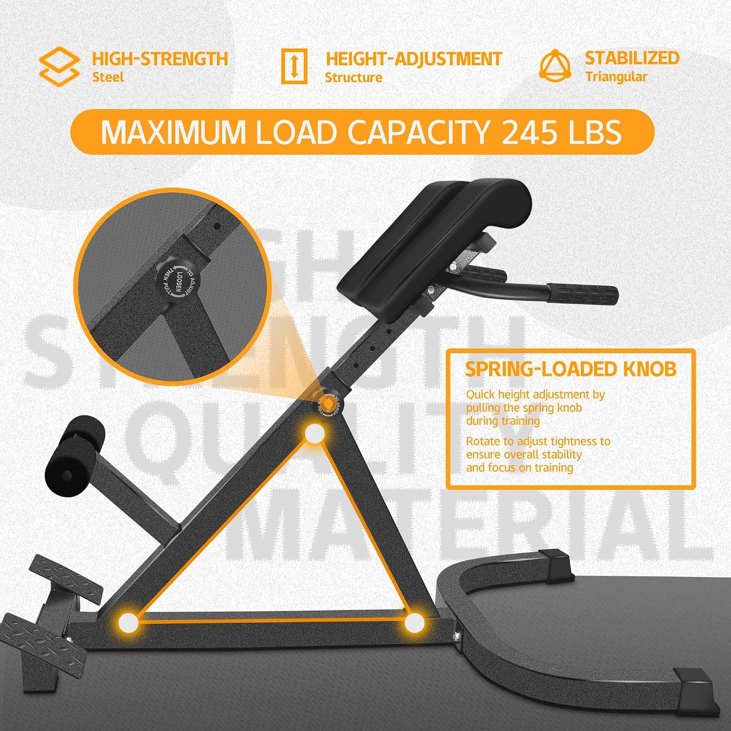 Roman Chair Back Extender - Angle & Height Dual Adjustable Hyperextension Bench for Home Gym - Adjustable Back Exercise Machine Fitness Equipment