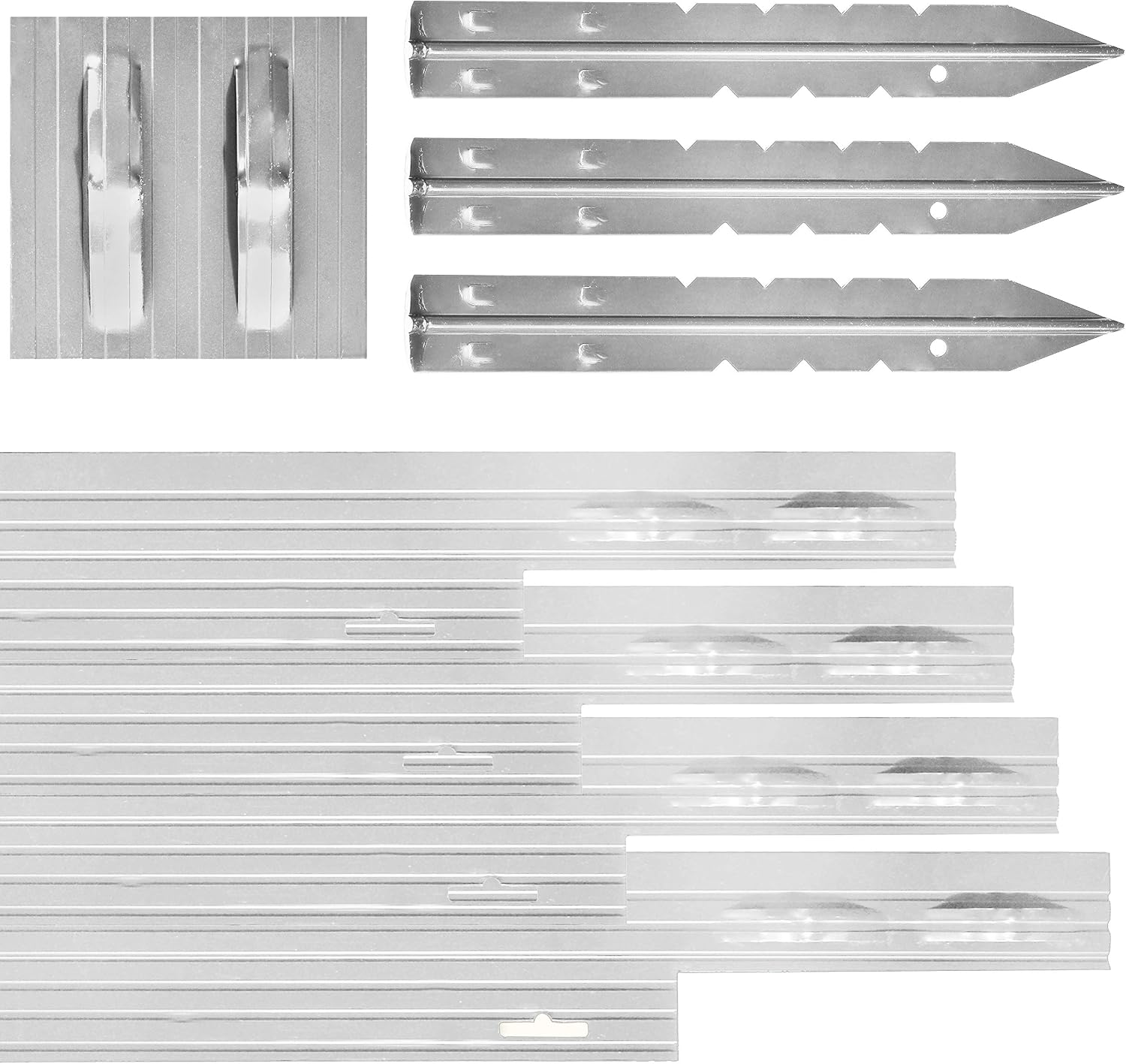 Dreamscape PRO Aluminum Landscape Edging - Easy Install Professional Landscaping Border - 10 Strips, 8ft Each (80ft Total) - Mill Finish (Natural Aluminum) - Metal Divider for Lawn, Garden, Flowerbed