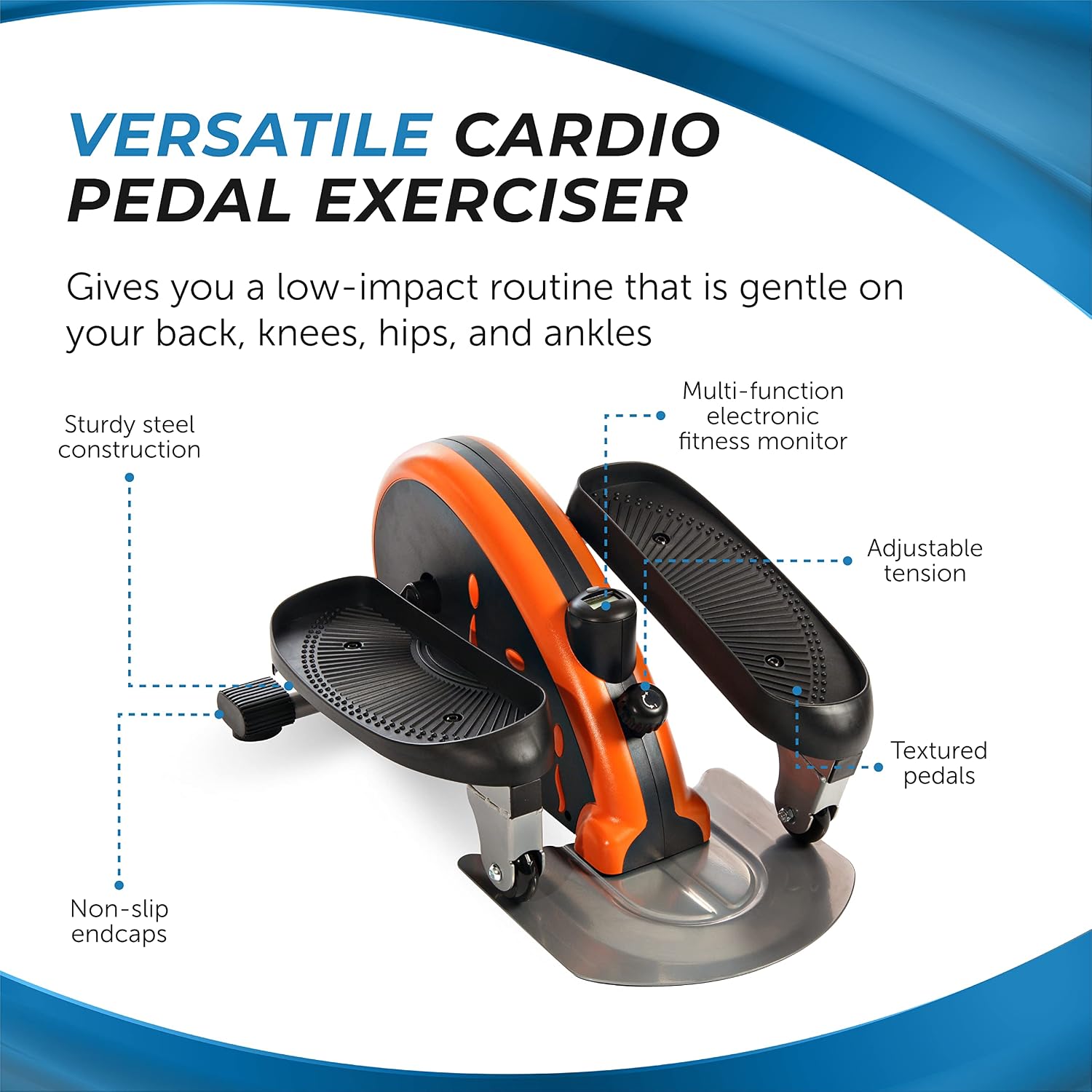 Stamina Inmotion Compact Strider Foot Exercise Machine - Under Desk Elliptical - Standing or Seated Elliptical Fitness Equipment
