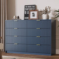 MAISONARIA Navy Dresser for Bedroom, 8 Drawer Double Dresser, Modern Chest of Drawers for Bedroom, Living Room, Entryway and Closet, 55' L x 15.7' D x 37.4' H
