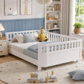 Full Size Kids Bed Frame, Low Profile Montessori Bed Full with Rails, Wood Daybed for Girls & Boys, No Spring Box Required, No Squeaks, White