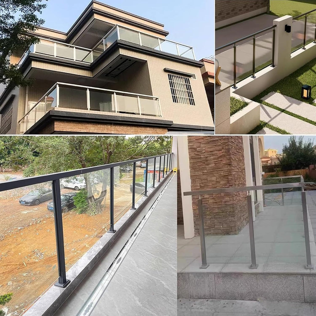 Black Glass Railing Post，Stainless Steel Glass Fence Pole for Balcony Fencing/Glass Panels Post(Color : Corner Post, Size : 95cm/37.4 in) (Color : Mid Post, Size : Height-105cm/41.3in)