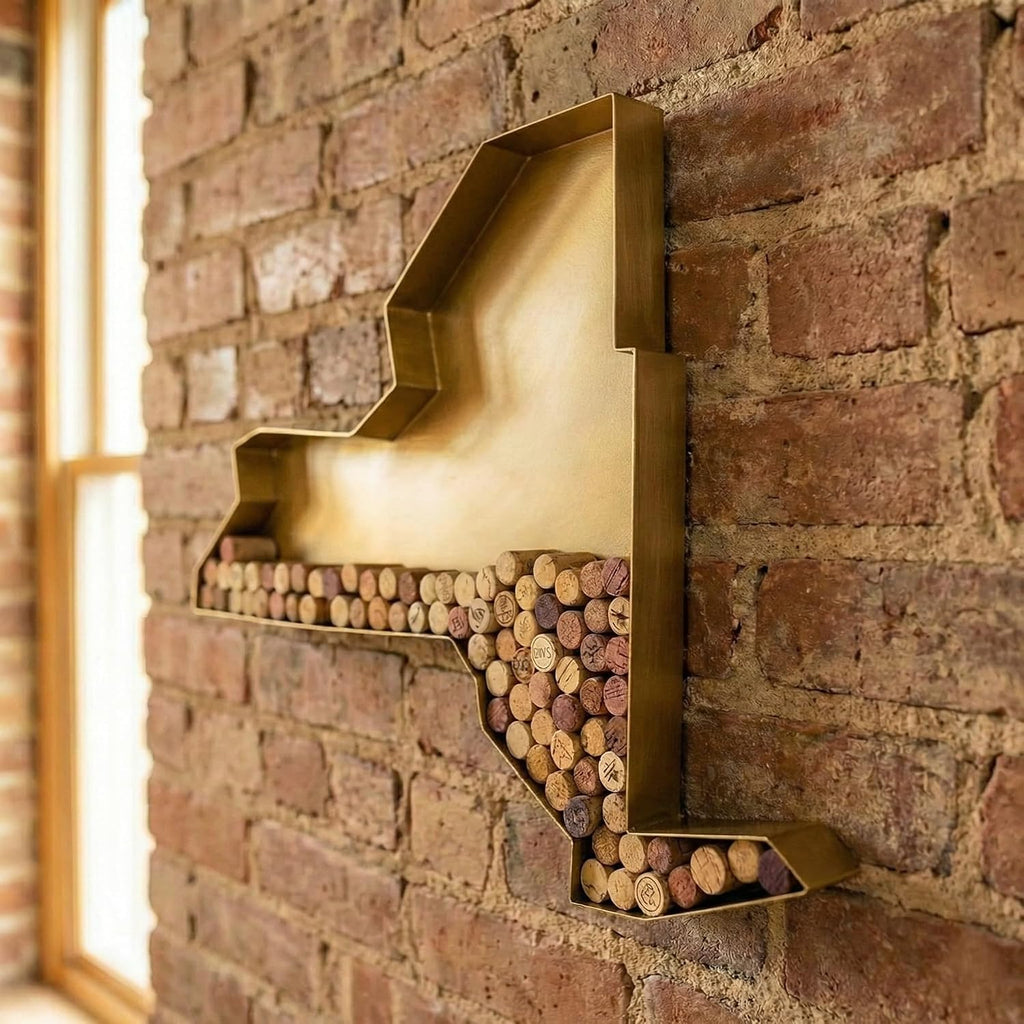 NEONSİGN New York State Map Wine Cork Holder Metal New York Decor Sign Wine Bar Pub Home Decoration (Gold, 24 inch)