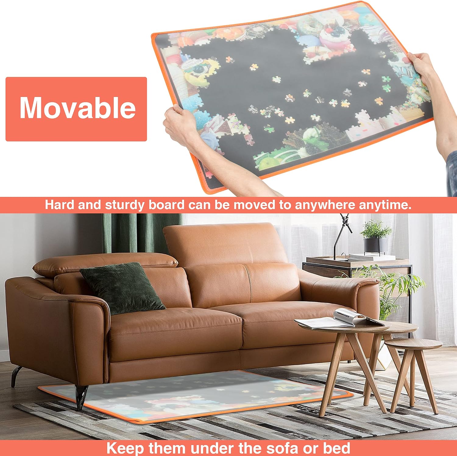 Becko US Jigsaw Puzzle Board Portable Puzzle Mat with Puzzle Dustproof Cover for Puzzle Storage Puzzle Saver, Non-Slip Surface, Up to 1000 Pieces (Black)