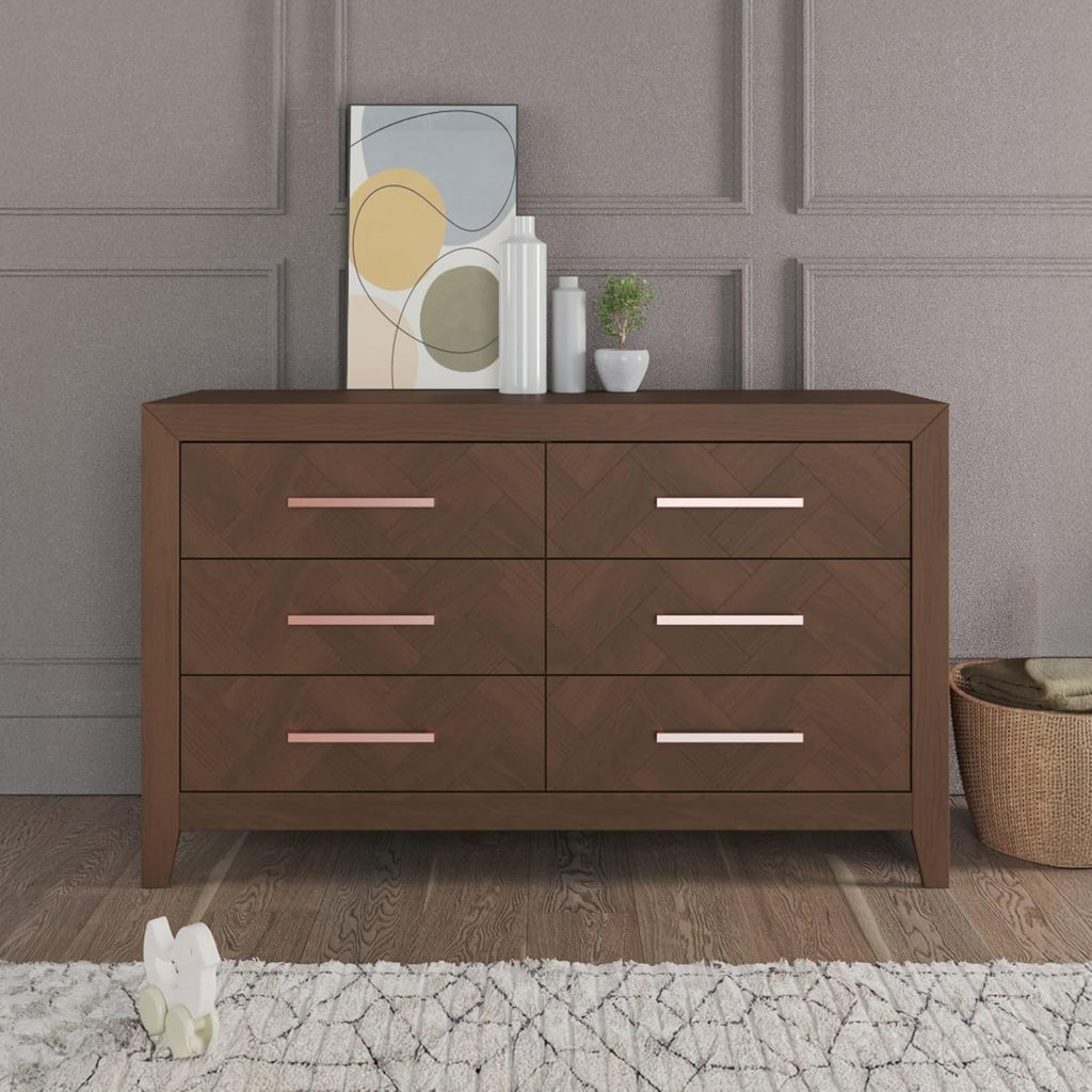 Child Craft Kieran Crib, Double Dresser and Chest Nursery Set, 3-Piece, Includes 4-in-1 Convertible Crib, Dresser and Chest, Grows with Your Baby (Toasted Chestnut)