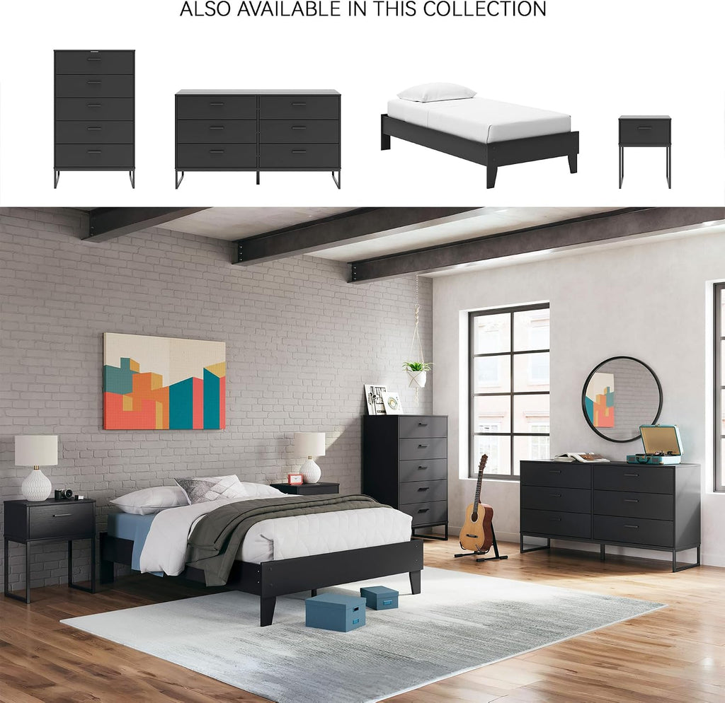 Signature Design by Ashley Socalle Casual Full Platform Bed with Metal Slats, No Box Spring Needed, Black