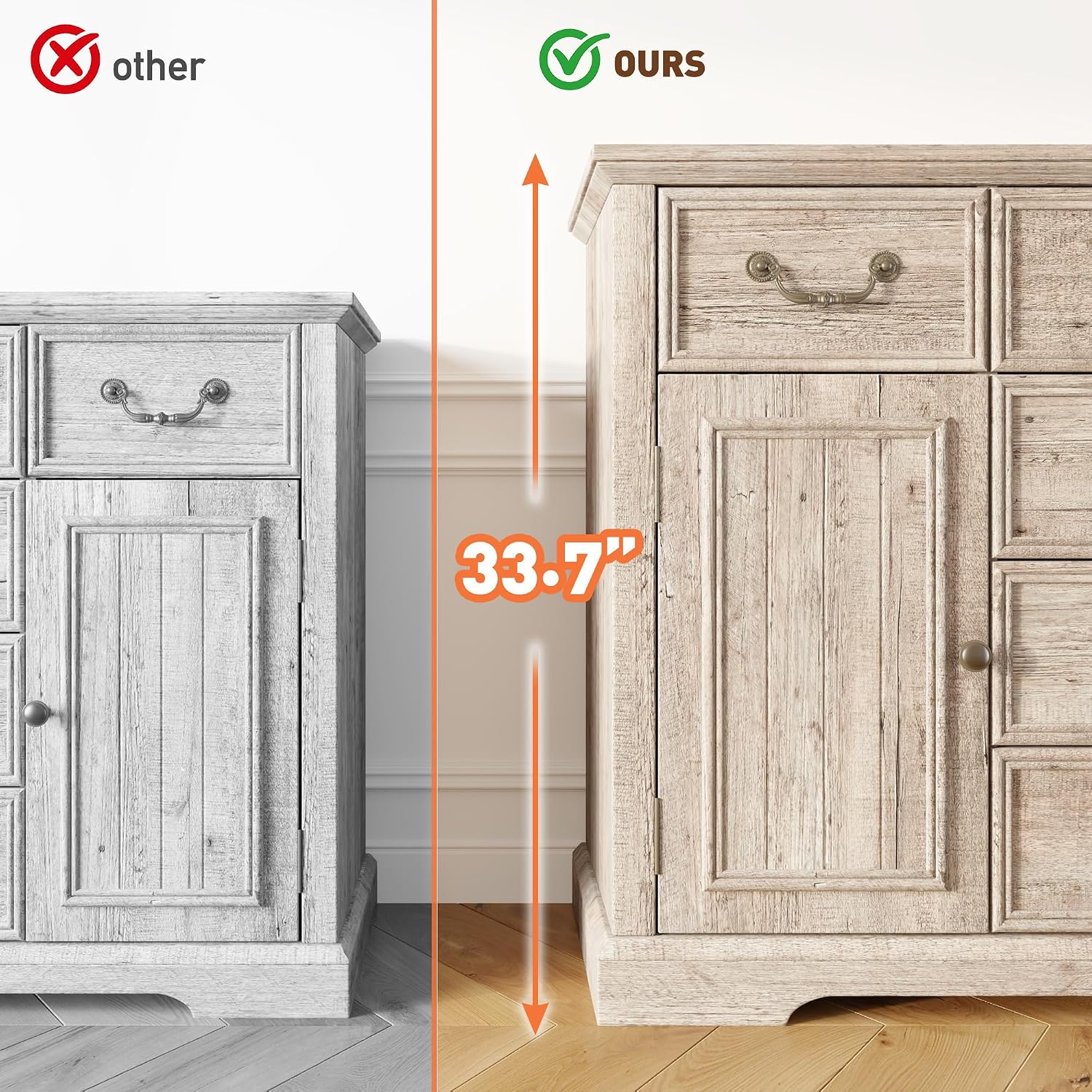 Homkdom Dresser for Bedroom with 6 Drawers & 2 Doors with Silent Gliding Drawers for Bedroom,Dining Room, Hallway,Grey