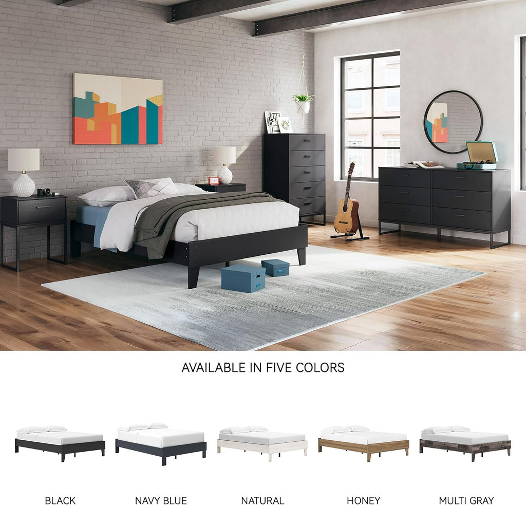 Signature Design by Ashley Socalle Casual Full Platform Bed with Metal Slats, No Box Spring Needed, Black