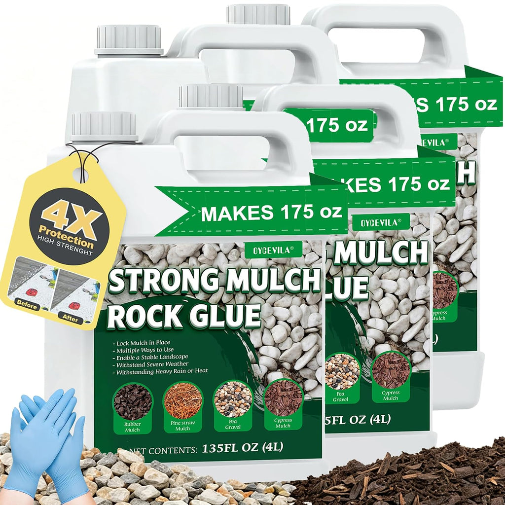 540 oz Clear Mulch Glue for Landscaping — Strong Rock Glue for Landscaping, All-Weather Anchor Binder Adhesive, Locks Down Gravel & Stones, Prevents Wind & Rain Erosion, Pet-Safe