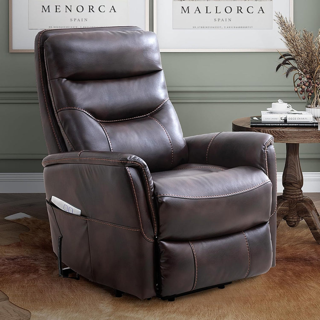 Parker Living Gemini - Truffle Power Lift Recliner Two Pack Adjustable Articulating Headrest Electric Reclining Chairs with 90% Polyester 10% PU Durable Upholstery