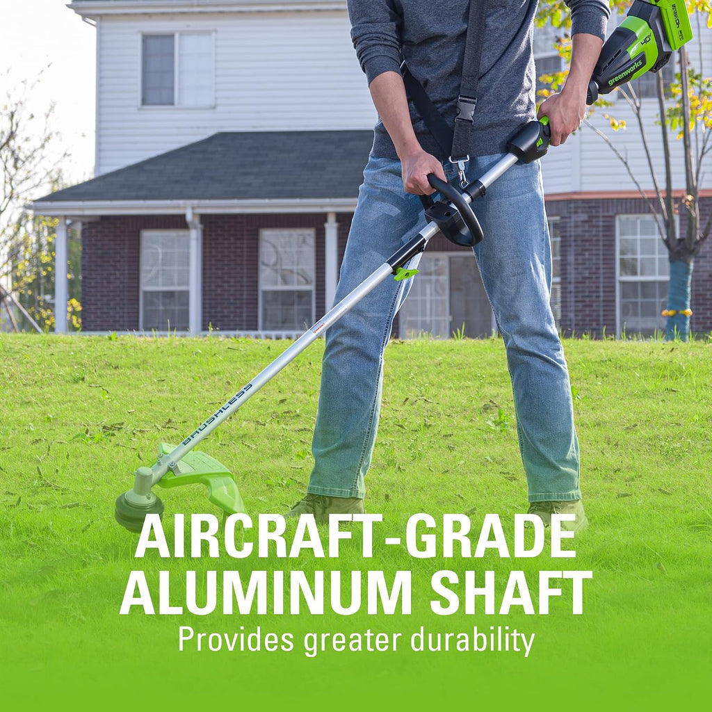 Greenworks 40V 16' Brushless Attachment Capable Cordless String Trimmer, 2-Speed Variable Trigger, Lightweight 25% Lighter Than Gas, 4.0Ah Battery and Charger Included