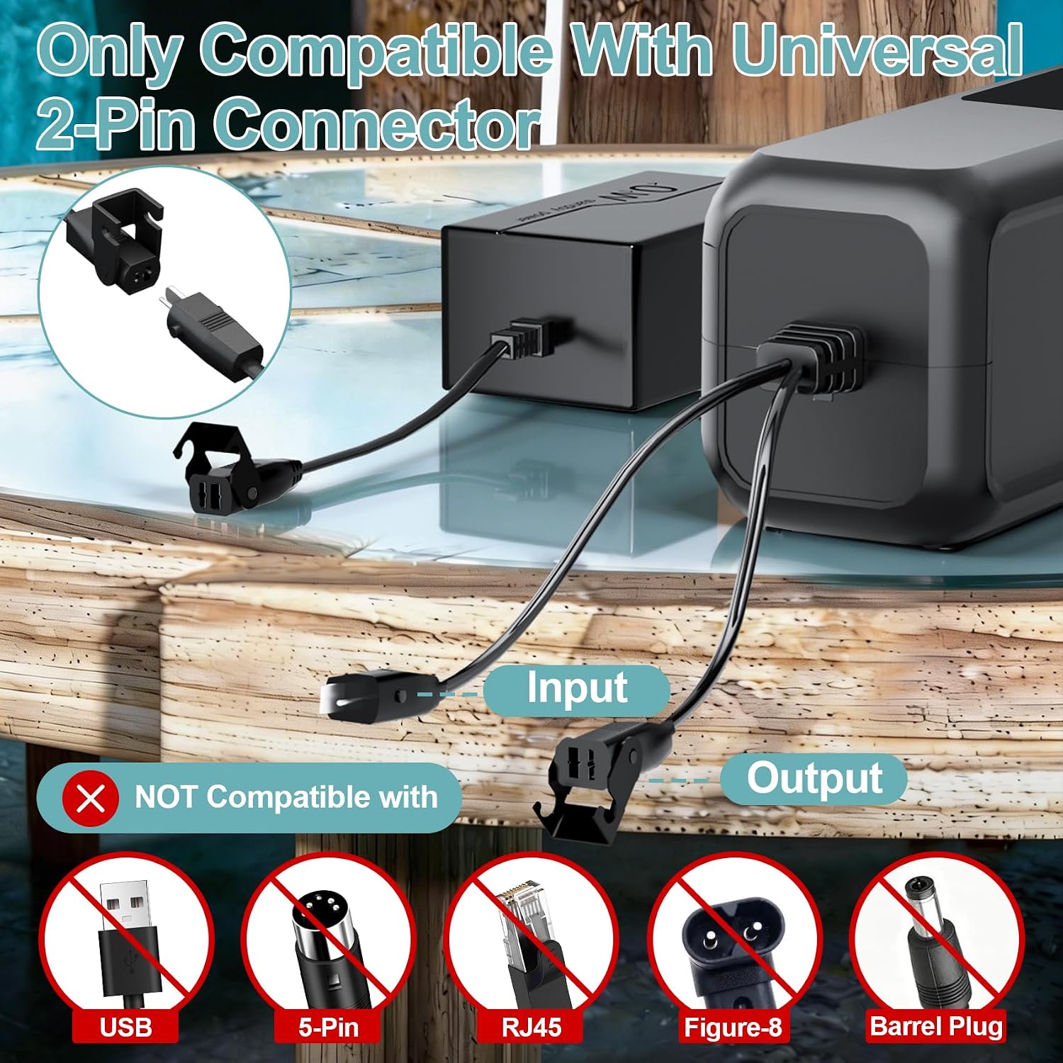 【5000mAh High Capacity】Universal Rechargeable Battery Pack for Reclining Furniture with LCD Display, Wireless Battery Pack with Charger, Compatible with 2-Pin Power Recliner, Sofa, Couch, Lift Chair