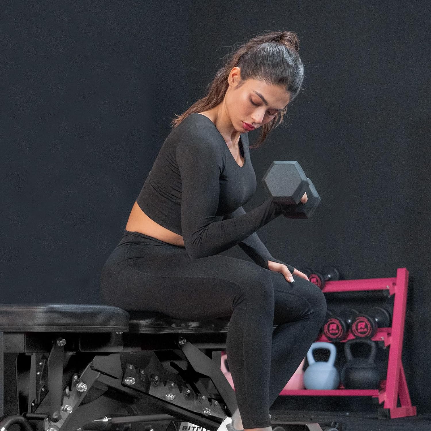 RitFit Rubber Coated Hex Dumbbell Set with Rack, 5-780LB for Home Gym Strength Training, Anti-Slip Knurled Handle, Hexagon Anti-Roll, Heavy-Duty Storage Rack