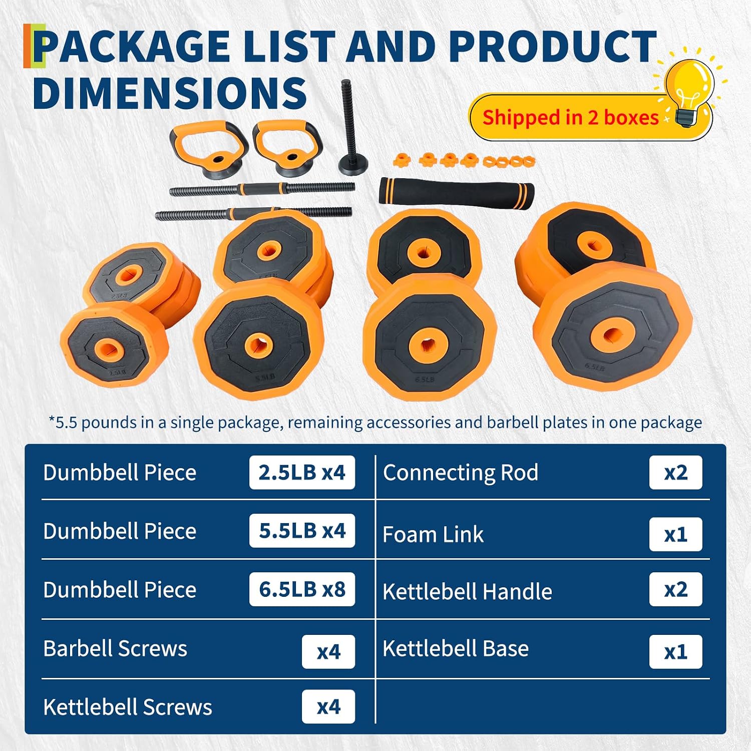 4-In-1 Adjustable Dumbbell Set (44/66/88LB) - Convertible to Barbell, Kettlebell & Push Up Stands, Home Gym Equipment for Men & Women, Space Saving Weights with PVC Coating