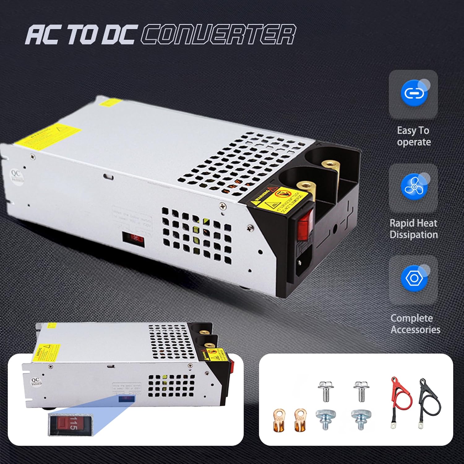 AC to DC 12V 125A 1500W Power Supply,120V to 12v Converter/110V to 12V Converter for RV Pump LED Strip CCTV Car Vacuum Stereo Disel Heater(DC12V-125A-1500W)
