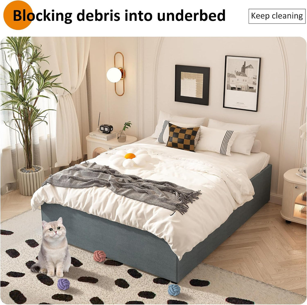 Maenizi 18 Inch Full Size Bed Frame with Skirt, Heavy Duty Metal Bed Frame Full, No Box Spring Needed, Support Up to 3000 lbs, Easy Assembly, Noise Free, Black
