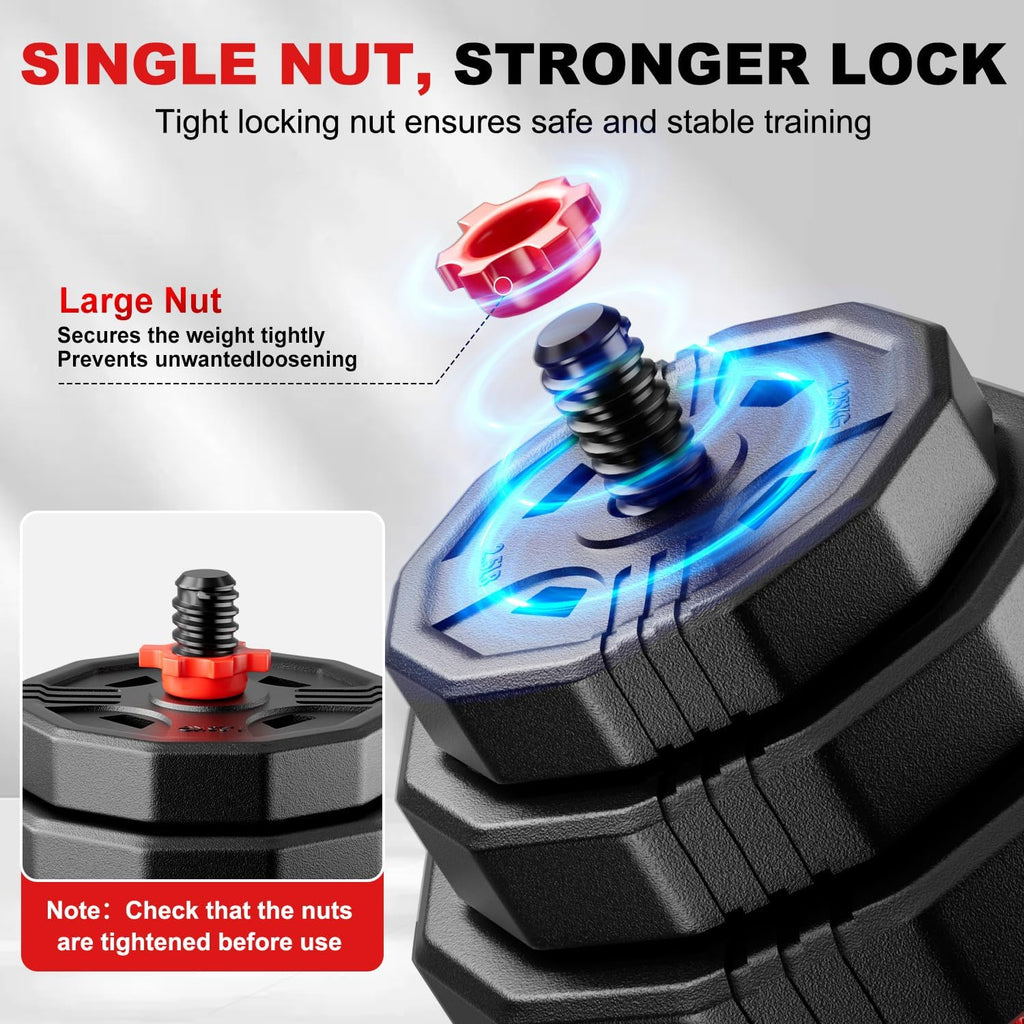 Adjustable dumbbell set, 20/30/45/70/90lbs Free Weight Set with Connector, 5 in1 Multi-Function Dumbbells Set Used as Barbell & Kettlebell, Push up Stand, Fitness for Home Gym Suitable Men/Women