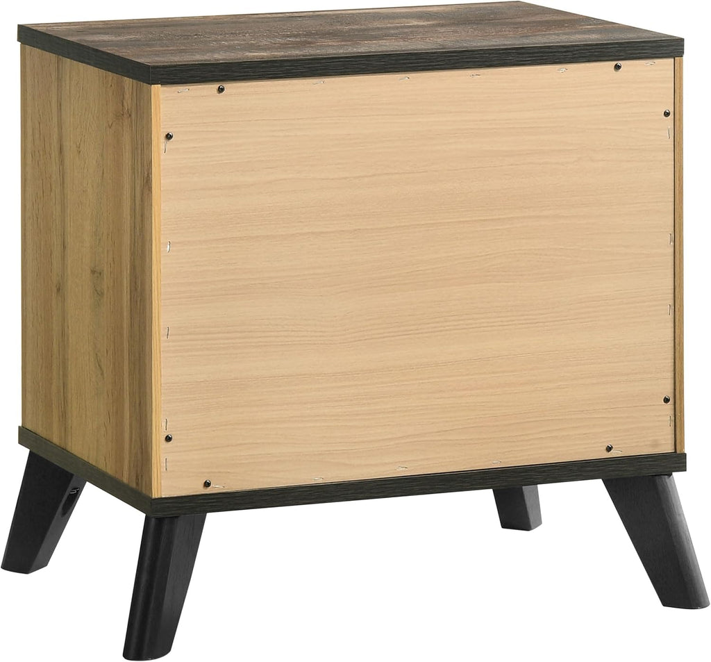 Coaster Home Furnishings Kaywood Mid-Century Modern 5-Piece Bedroom Set Full Size Panel Bed Frame 52-inch Headboard Weathered Brown and Natural Pine 225001F-S5
