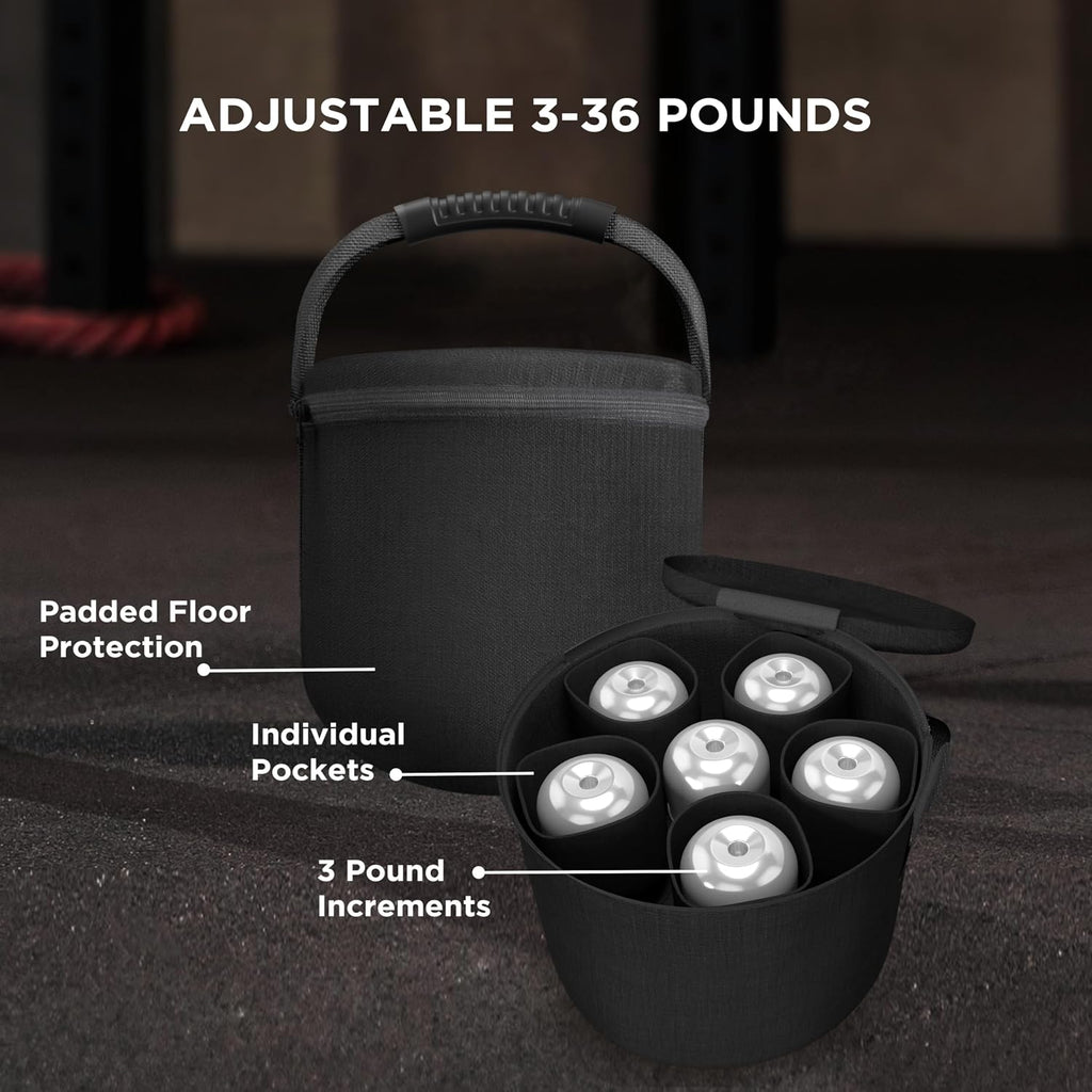 Fitness Reality Adjustable Dumbbells 10-45 Pounds, 3 lbs increments, OPTIONS: Single/Pair/Adjustable Weight Kettlebell
