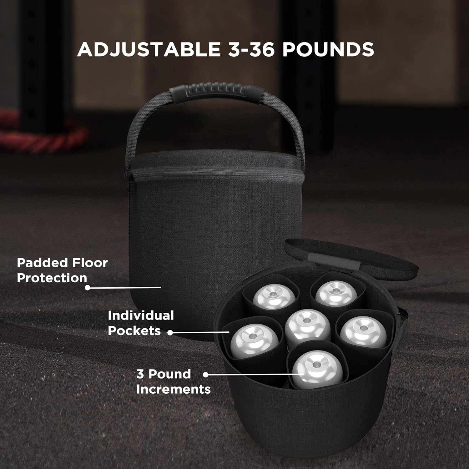 Fitness Reality Adjustable Dumbbells 10-45 Pounds, 3 lbs increments, OPTIONS: Single/Pair/Adjustable Weight Kettlebell