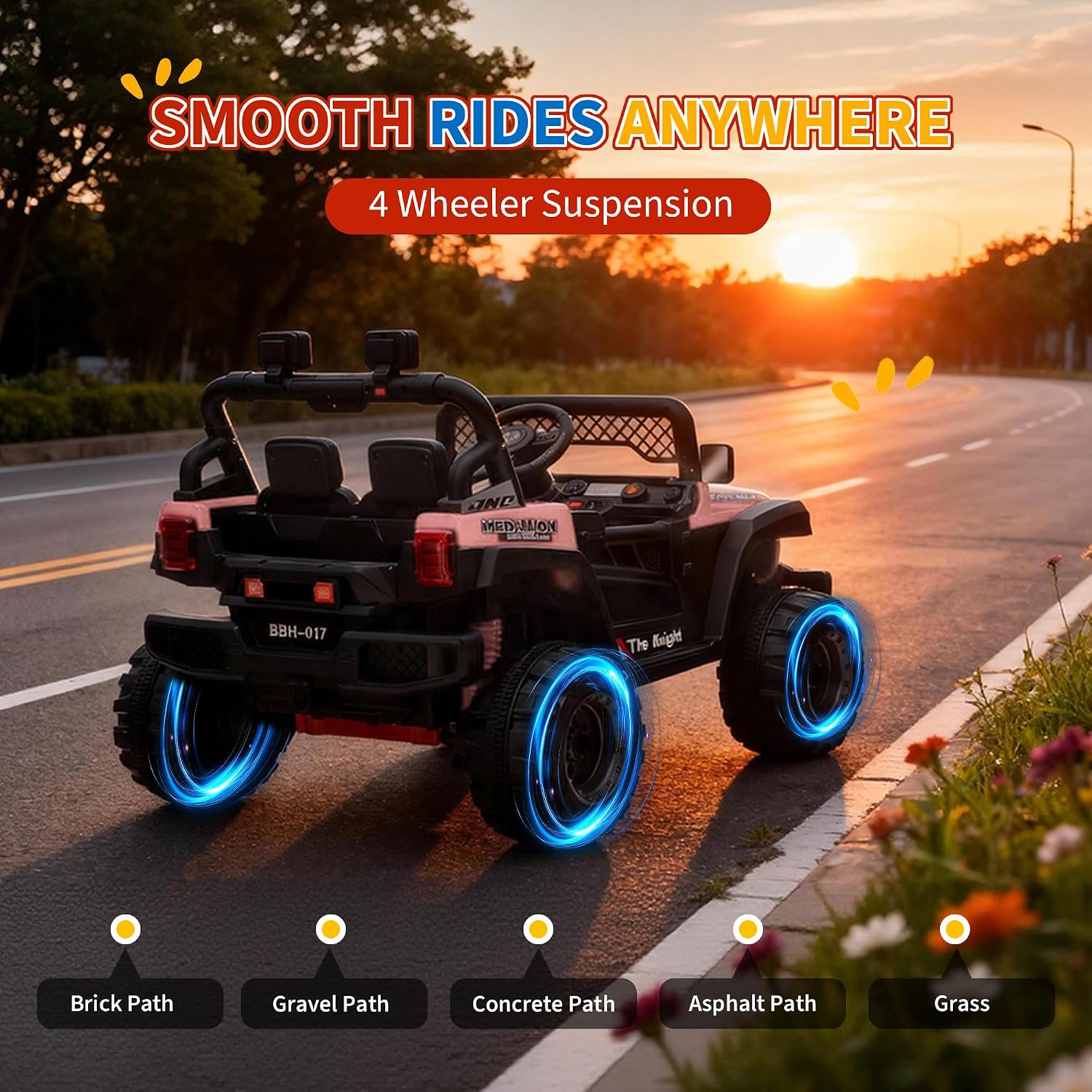 12V Ride on Truck，Kids Electric Car with Parent Remote Control| Features 3 Speeds Up to 6MPH, 2 * 550w Moto, Safty Belt，Spring Suspension, LED Lights, Music for Children Aged 2-8 Years