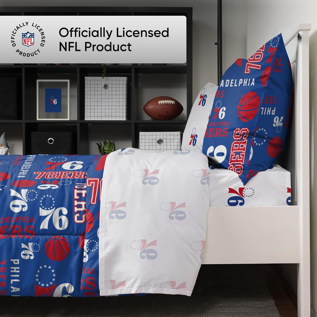 FOCO Unisex-Adult NBA Team Logo Bed in a Bag Comforter, Sheets, Pillow Cases Bedding 5-Piece Set