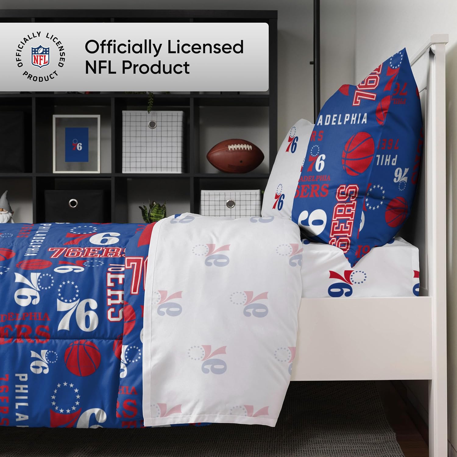 FOCO Unisex-Adult NBA Team Logo Bed in a Bag Comforter, Sheets, Pillow Cases Bedding 5-Piece Set