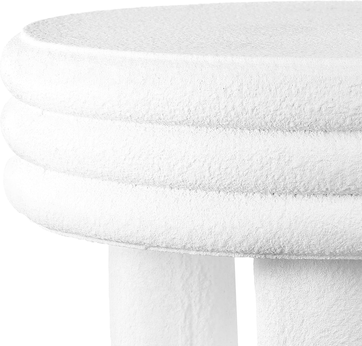 JONATHAN Y Rashida 13.5' Ribbed Polyresin Indoor Outdoor Table, White | Contemporary Curvy Minimalist Silhouette, Stacked Ring Motif, Tripod Pillar Base, Weather Resistant, Frosted Finish