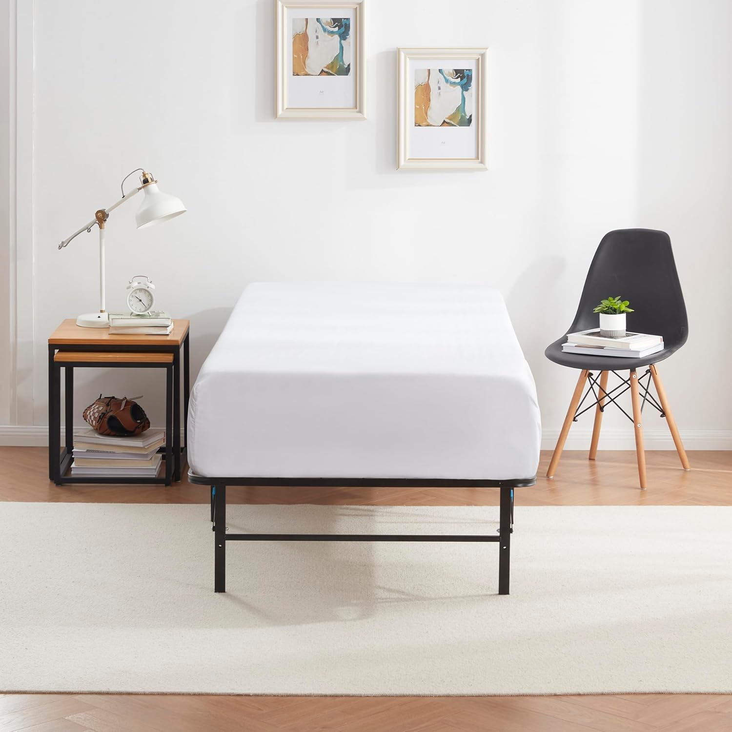 Nestl Foldable Twin XL Bed Frame, Platform Bed, Steel, Easy Tool Free Assembly, 14 Inches High, Twin XL, Black