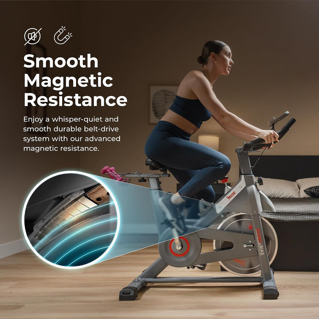 Sunny Health & Fitness Smart Cycling Exercise Bike, Free SunnyFit App Connection, Designed for Intensive Cardio Workout at Home, Adjustable Seat & Handlebar for Comfort Riding