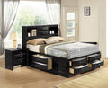 3pc Bedroom Set Black Finish Solid Wood Platform King Size Captain's Bed 2X Nightstand Wooden Furniture