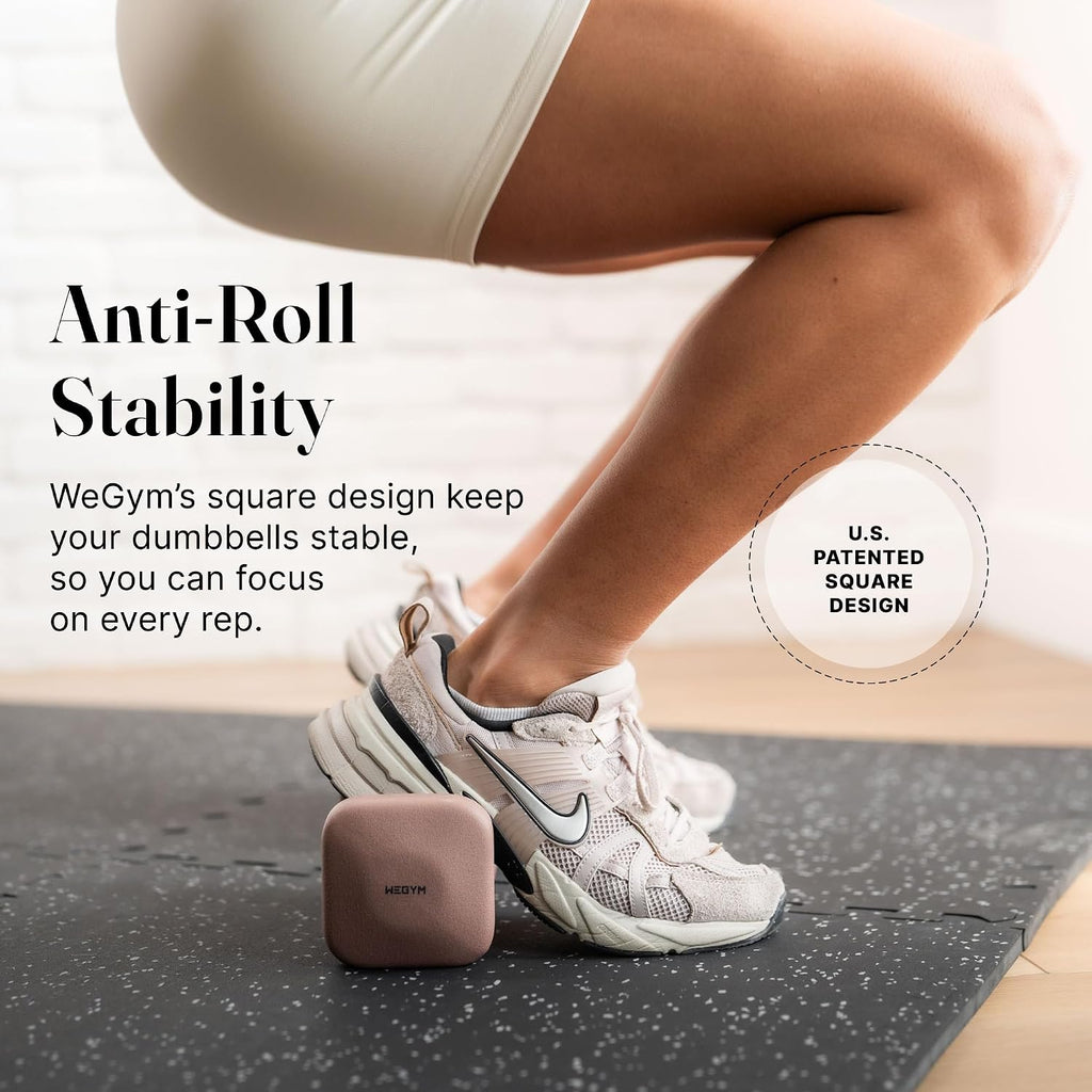 WeGym SafeGrip Square Dumbbells with Anti Slip Handles, Aesthetic Free Weights for Home Workouts, Stable Design Prevents Rolling during Floor Exercises - Set