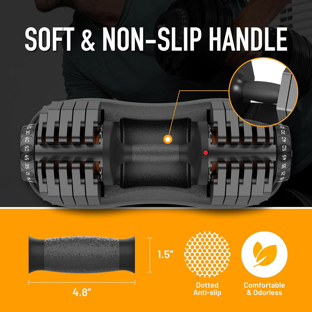 ATIVAFIT Adjustable Dumbbells Set of 2, 5–88LB Quick Adjust Free Weights with Double Safety Lock & Anti-Slip Steel Handle, Space Saving Home Gym Equipment for Full Body Strength Training
