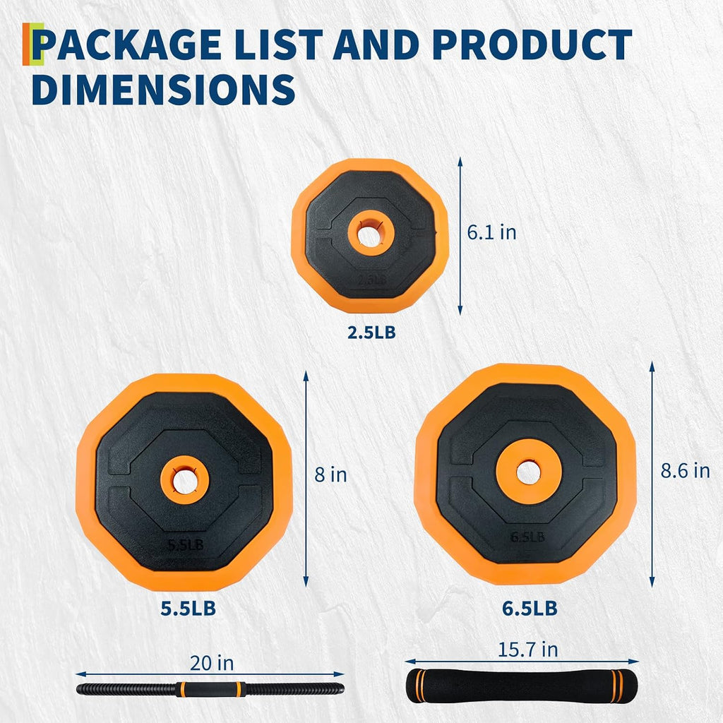 4-In-1 Adjustable Dumbbell Set (44/66/88LB) - Convertible to Barbell, Kettlebell & Push Up Stands, Home Gym Equipment for Men & Women, Space Saving Weights with PVC Coating