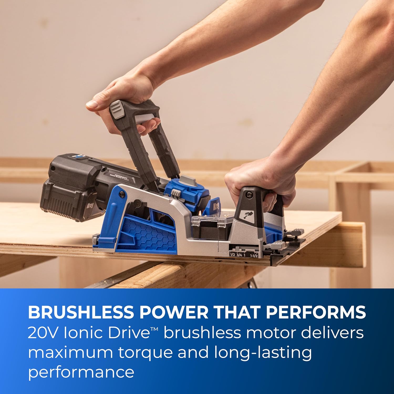 Kreg Rebel 20V Ionic Drive Pocket-Hole Joiner Kit - With 20V Blue Ion Charger & 2Ah Battery Pack - Cordless Precision Joinery Tool for Woodworking & Carpentry - Woodworking Tools - KPTBRB100A