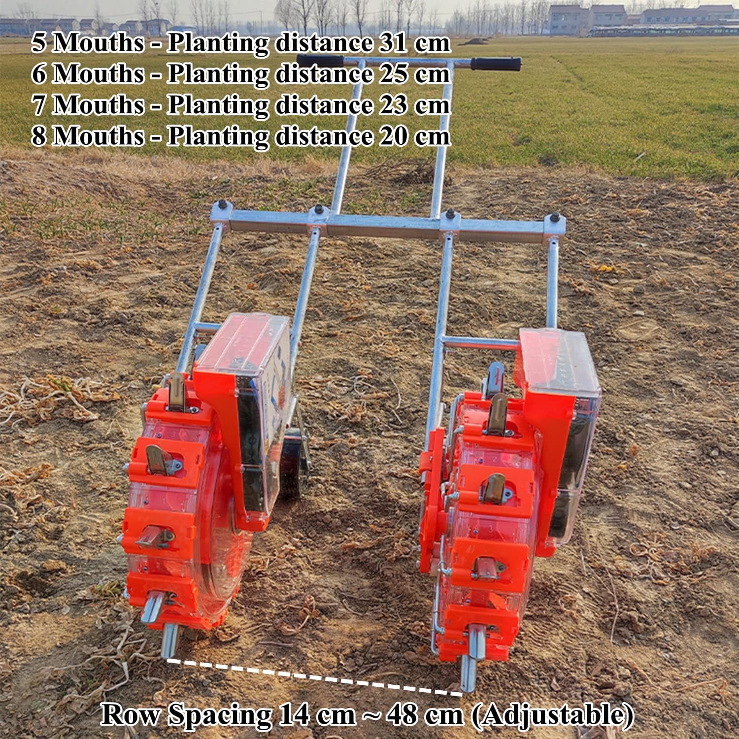 Portable Manual Seeder w/16 Seed Plates, Double Row Sowing Spreaders, Hand-Push Garden Seeder Roller Seeding and Fertilizer Applicator, Manual Planter for Lawn & Garden Planting,6 Mouths(