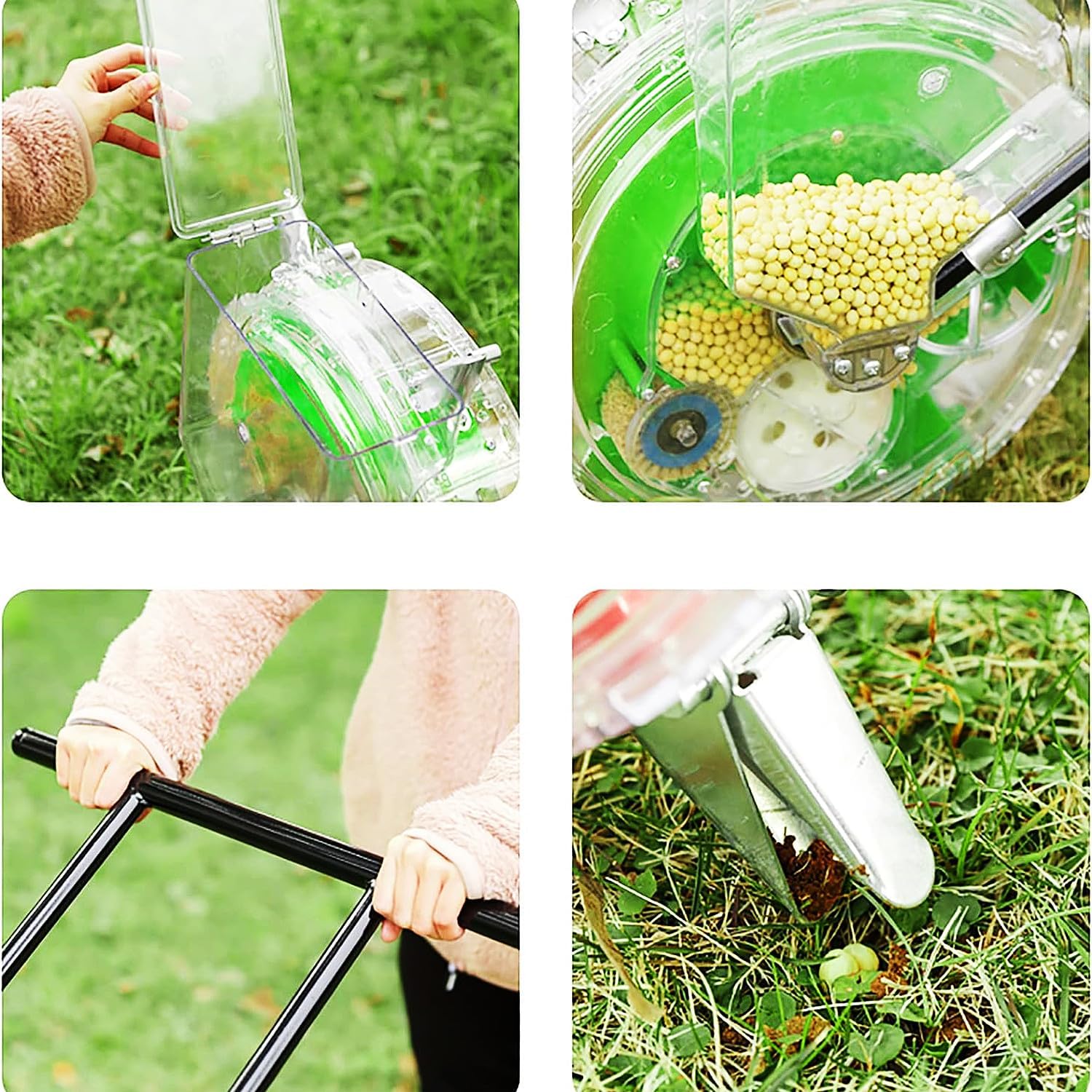 Hand-Push Roller Seeder, Manual Seeder Machine & Fertilizer Applicator, Planting Depth 3.5-7.8cm, Precision Manual Seed Planter for Corn Peanut Soy and Outdoor Lawns Garden,6 nozzles(