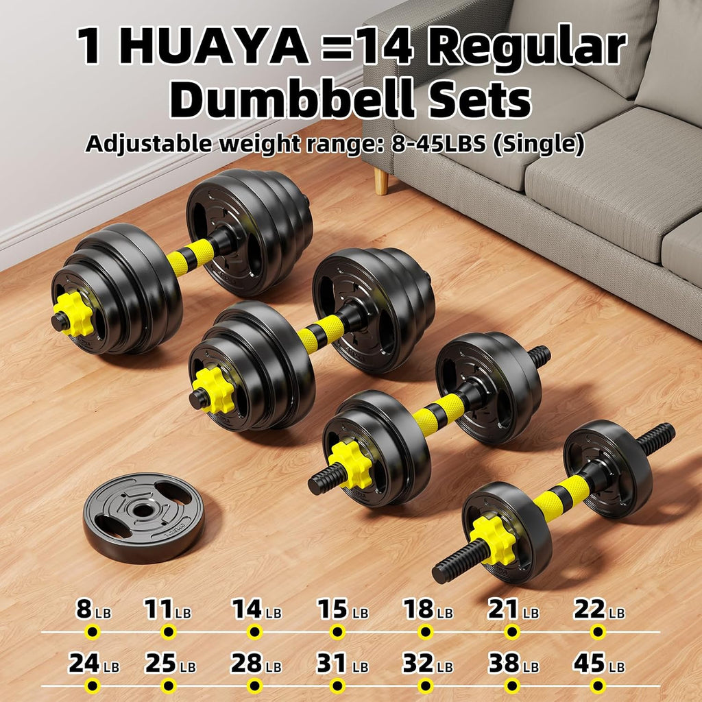 Adjustable Dumbbell Set, 10-90lbs Free Weights with Connector – 4 in 1 Dumbbells, Barbell, Kettlebell & Push Up Stand, Adjustable Weights Set for Home Gym Fitness Equipment for Men & Women