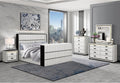 White and Black King 5PC Bedroom Set with 50' TV Lift LED, Speakers and Fireplace