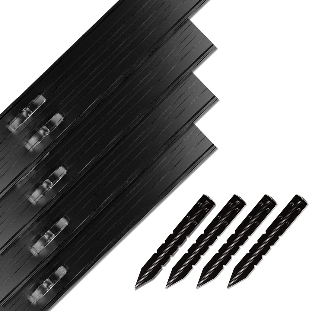 Dreamscape SlideEdge Aluminum Landscape Edging - 15 Strips, 7'10'ft Each (117.5ft Total), Black Paint - Professional Quality Landscaping Border, Metal Divider for Lawn, Garden, Flowerbed